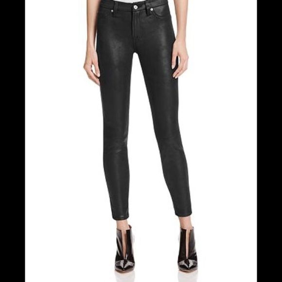 7 For All Mankind ankle cropped black legging with shine - Picture 1 of 10